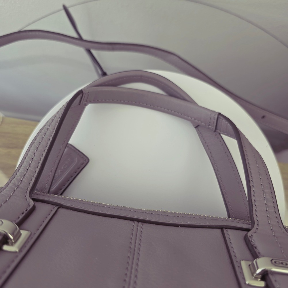 Coach Taylor East West Satchel Lavender Purple Leather Shoulder Bag - Picture 8 of 13
